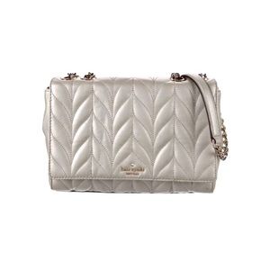 Like New Leather KATE SPADE Grey Silver Chain Handbag Crossbody Shoulder Bag